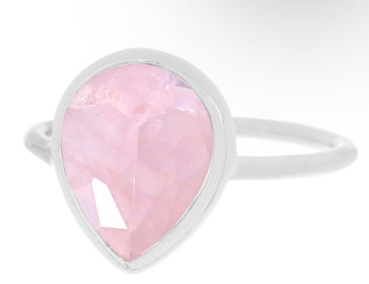 Rose Quartz Pear Cut Ring