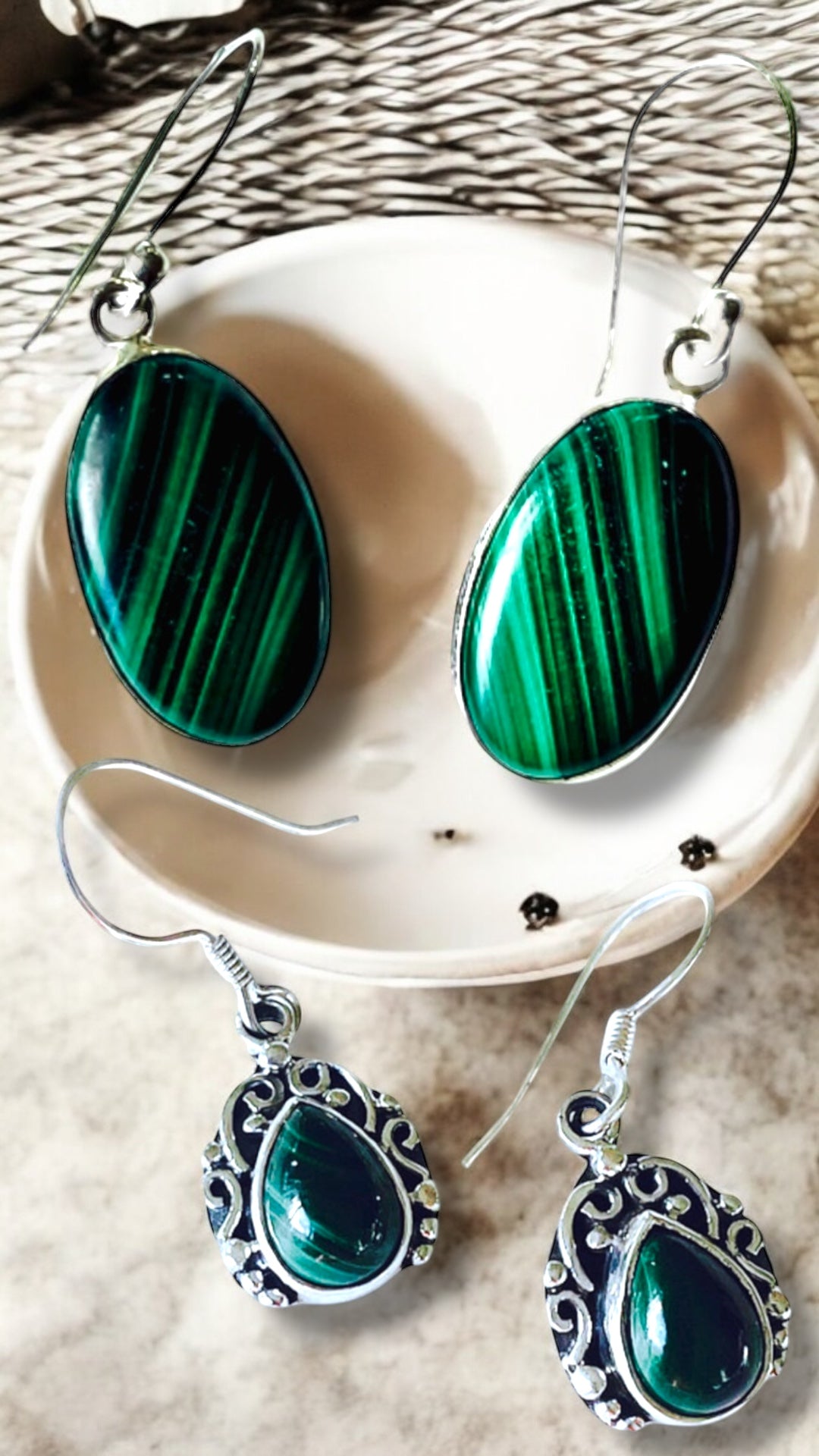 Malachite Cobachon Earrings