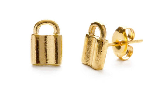 Tiny Lock Stud Earrings