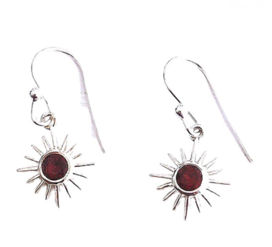 Garnet Sunburst Earrings