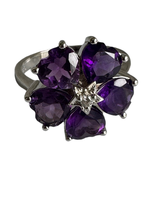 Amethyst Hearts Ring