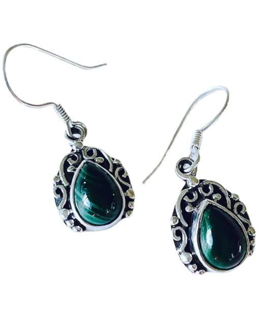 Malachite Vintage Drop Earrings