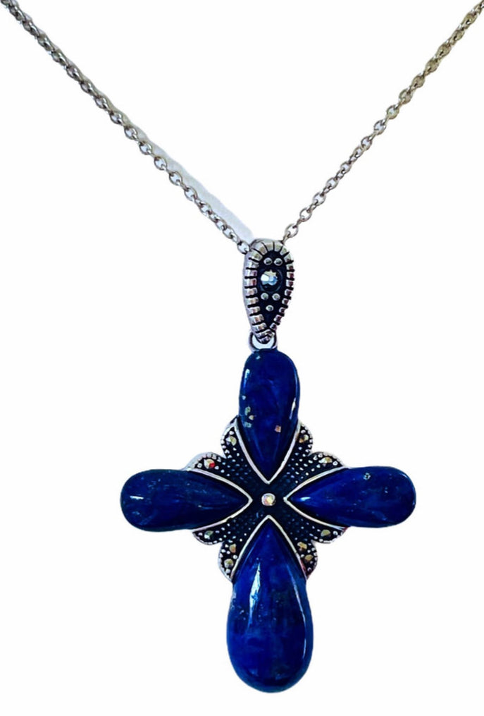 Lapis Lazuli Vintage Cross Necklace