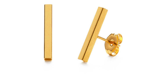 Gold Bar Stud Earrings