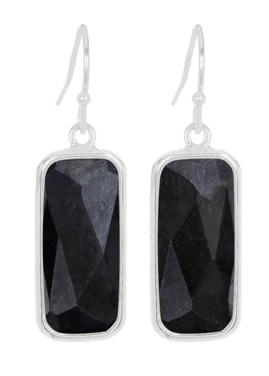 Black Onyx Rectangle Earrings