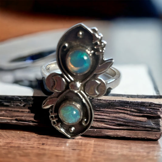 Opal Moon Cycle Statement Ring