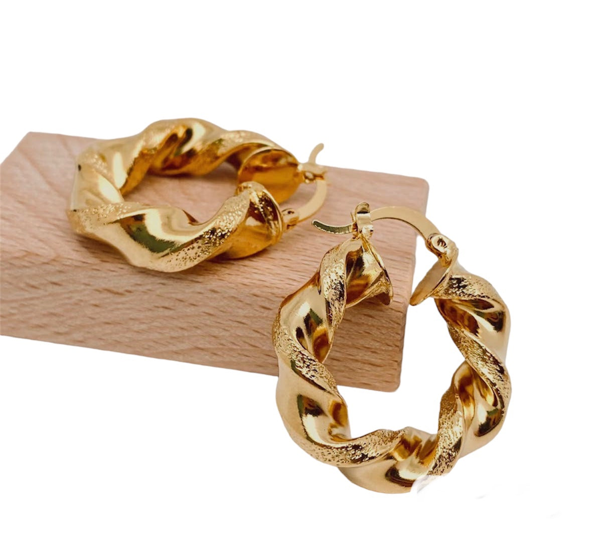 Twisted Gold Huggie Earrings