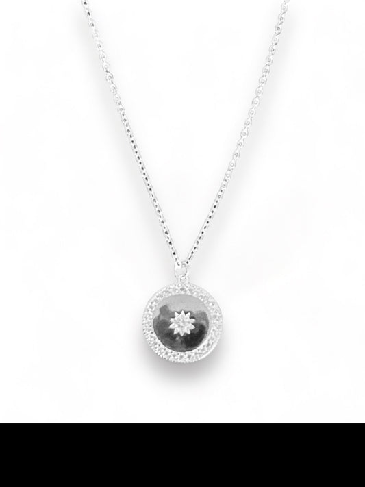 Silver Star Disc Coin Necklace