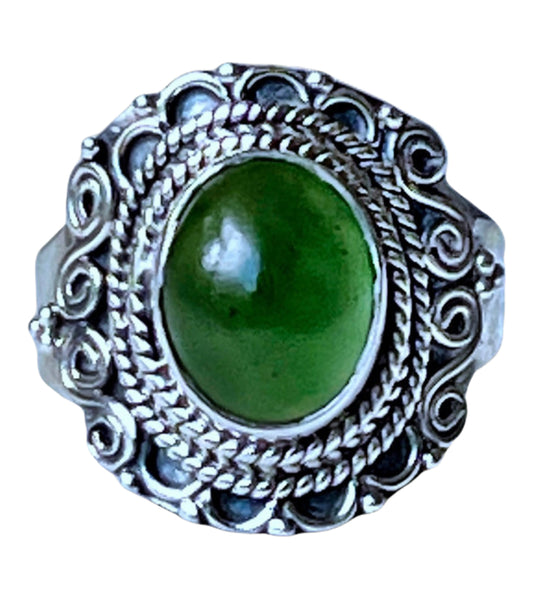 Nephrite Jade Vintage Swirl Ring