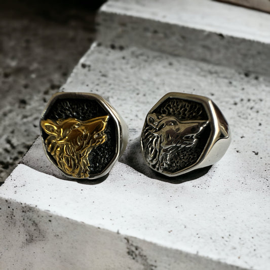 Men’s Wolf Head Titanium Steel Ring